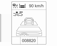 182 Conduite et utilisation Le symbole de régulateur de vitesse adaptatif, le réglage de la distance vers l'avant et la vitesse réglée sont affichés sur la ligne supérieure du centre d'informations