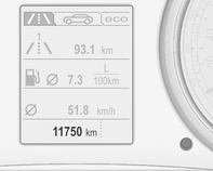 102 Instruments et commandes Compteur de vitesse Compteur kilométrique Compteur kilométrique journalier Affiche la vitesse du véhicule. La distance totale enregistrée est affichée en km.