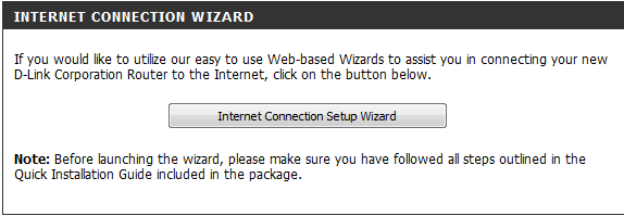 Assistant de configuration de connexion Internet Cliquez sur le bouton Internet Connection Setup Wizard