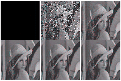Chapitre 4 Fractale Comme Méthode de Compression (Encodage et Décodage) Figure 4.7 Différentes phases de décompression d'une image compressée par Le procédé Fractal.