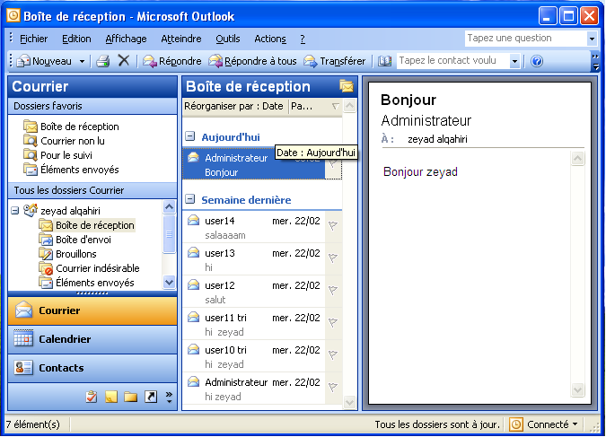 7. A. Outlook 2003 Serveur de messagerie Exchange 2003 Ce client MAPI fait parti de la suite Office 11, plus communément appelé Office 2003, Outlook 2003 est également fourni avec le package
