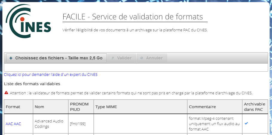 Produire un PDF pour l archivage PDF archivable = validé par FACILE - http://facile.cines.fr ET version > 1.