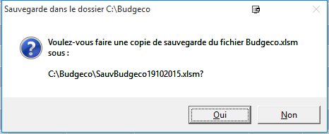 VII - Sauvegarde journalière du fichier Budgeco.