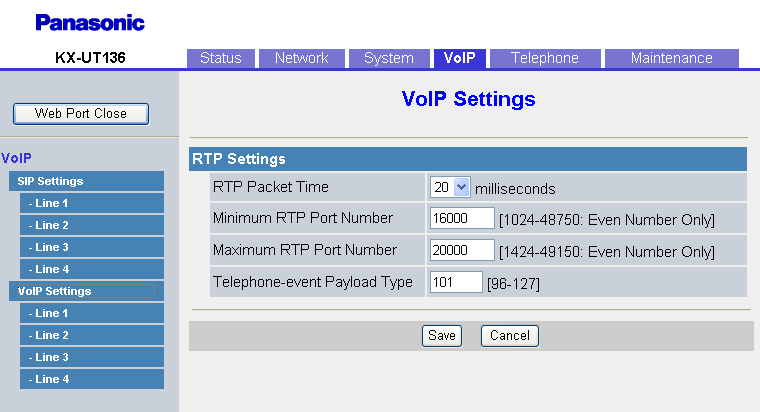 4.5.3 VoIP Settings SIP_DETECT_SSAF_n (Page 266) 4.5.3 VoIP Settings Cet écran vous permet de modifier les paramètres VoIP communs à toutes les lignes. 4.5.3.1 RTP Settings RTP Packet Time 20 30 40 20 Sélectionne l intervalle, en millisecondes, entre les transmissions de paquets RTP.
