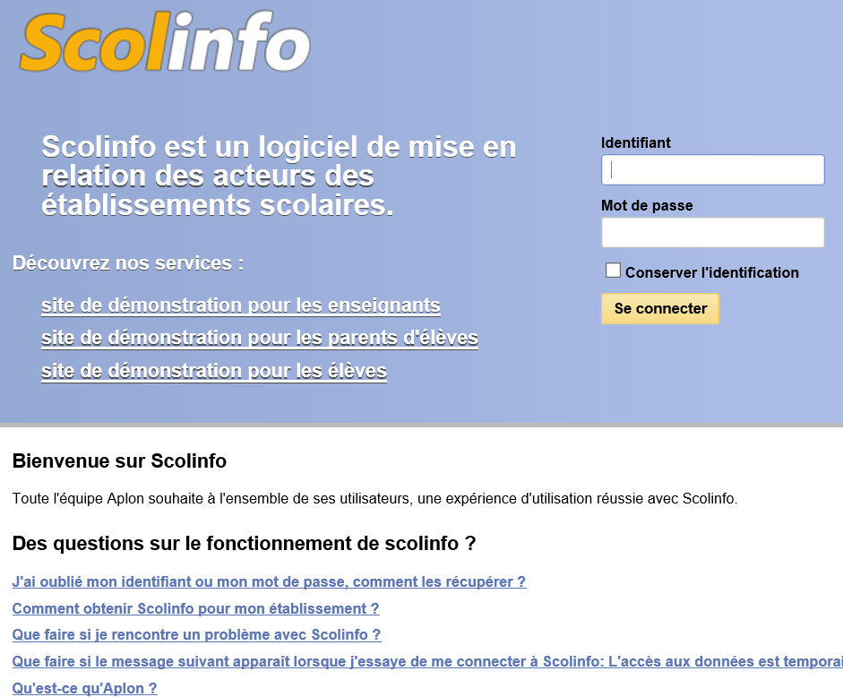 Scolinfo - Accessible depuis notre site - ou sur www.scolinfo.