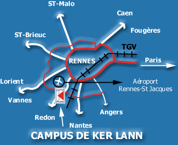 7 Pour accéder à l Ecole des s du Grand-Ouest située sur le Campus de Ker Lann En arrivant de Brest, Saint-Brieuc et Saint-Malo Prendre la Rocade Sud Sortie Saint-Nazaire, Redon, Aéroport Continuer