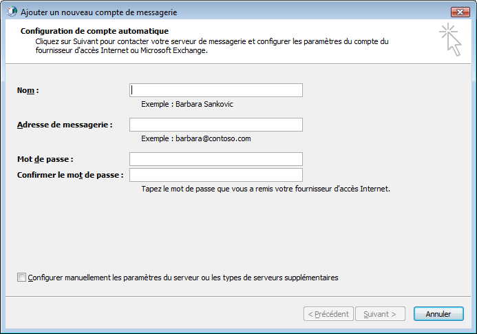 ETAPE 2 : CONFIGURATION AUTOMATIQUE Rappel : Vous devez bénéficier d une version Outlook 2007 mis à jour sur un Windows XP SP2 minimum.