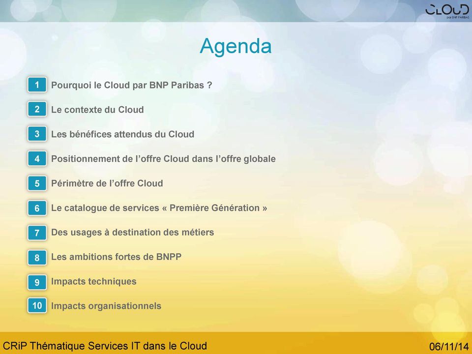 dans l offre globale Périmètre de l offre Cloud Le catalogue de services «Première