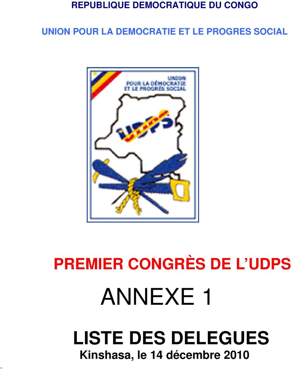 PREMIER CONGRÈS DE L UDPS ANNEXE 1.