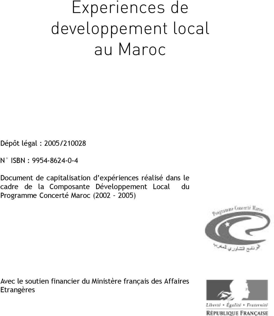 le cadre de la Composante Développement Local du Programme Concerté Maroc