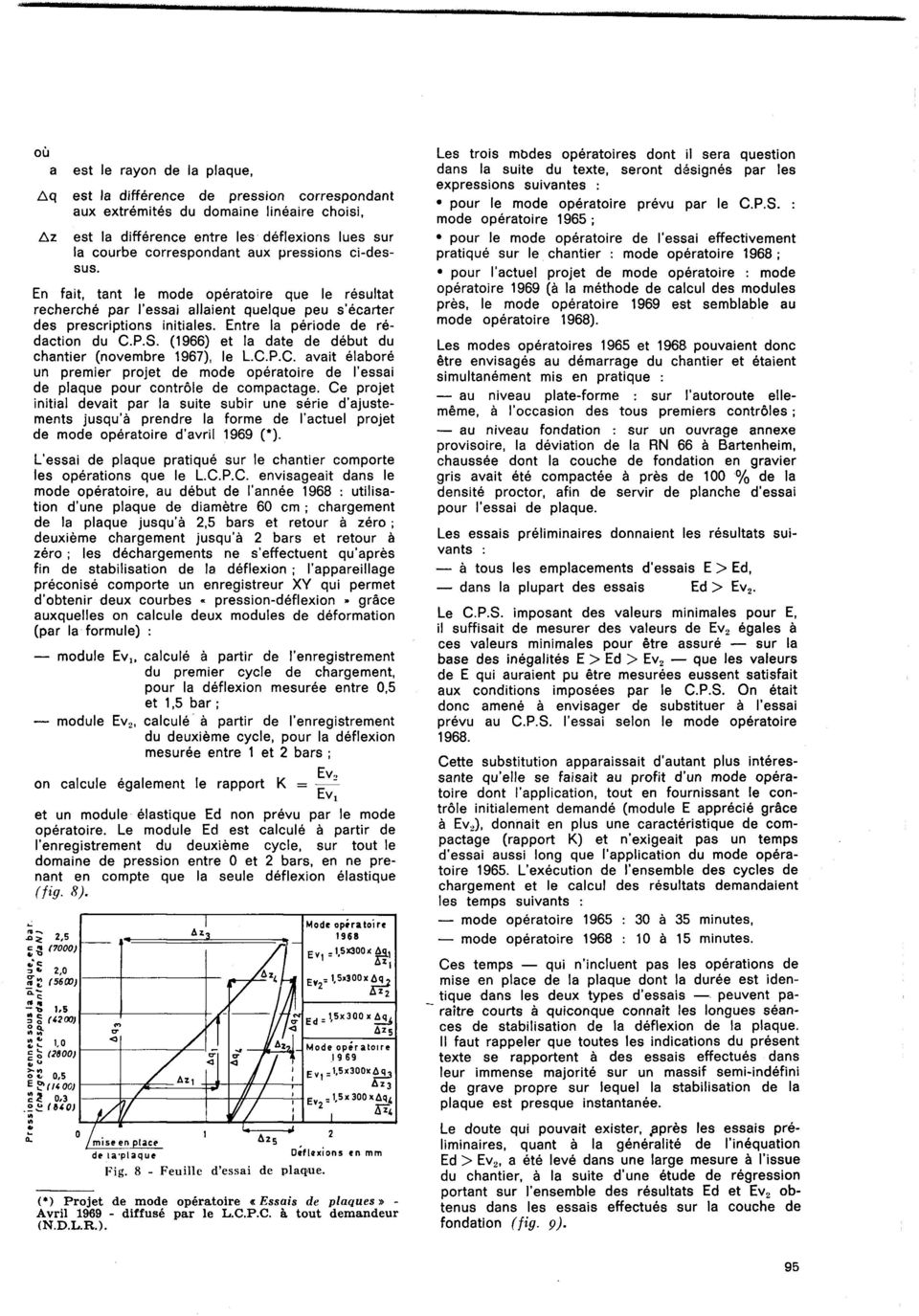 (1966) et la date de début du chantier (novembre 1967), le LC.P.C. avait élaboré un premier projet de mode opératoire de l'essai de plaque pour contrôle de compactage.