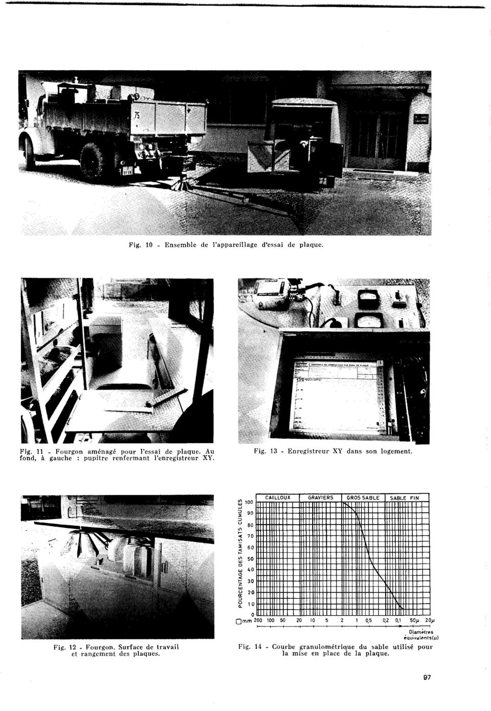 13 - Enregistreur XY dans son logement, fond, à gauche : pupitre renfermant l'enregistreur