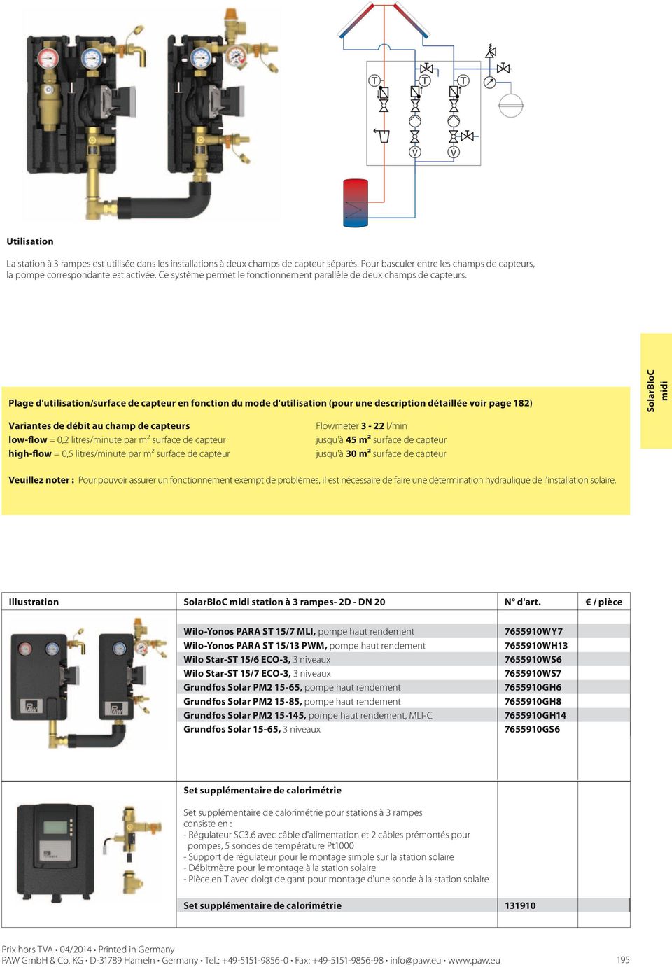 Plage d'utilisation/surface de capteur en fonction du mode d'utilisation (pour une description détaillée voir page 182) midi Variantes de débit au champ de capteurs Flowmeter 3-22 l/min low-flow =