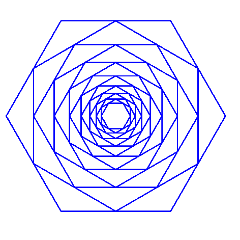 Construire l'hexagone et ses 6 axes de symétrie à Les points d'intersection des axes de symétrie et de l'hexagone donnent les sommets d'un partir de la super rosace deuxième hexagone imbriqué dans le