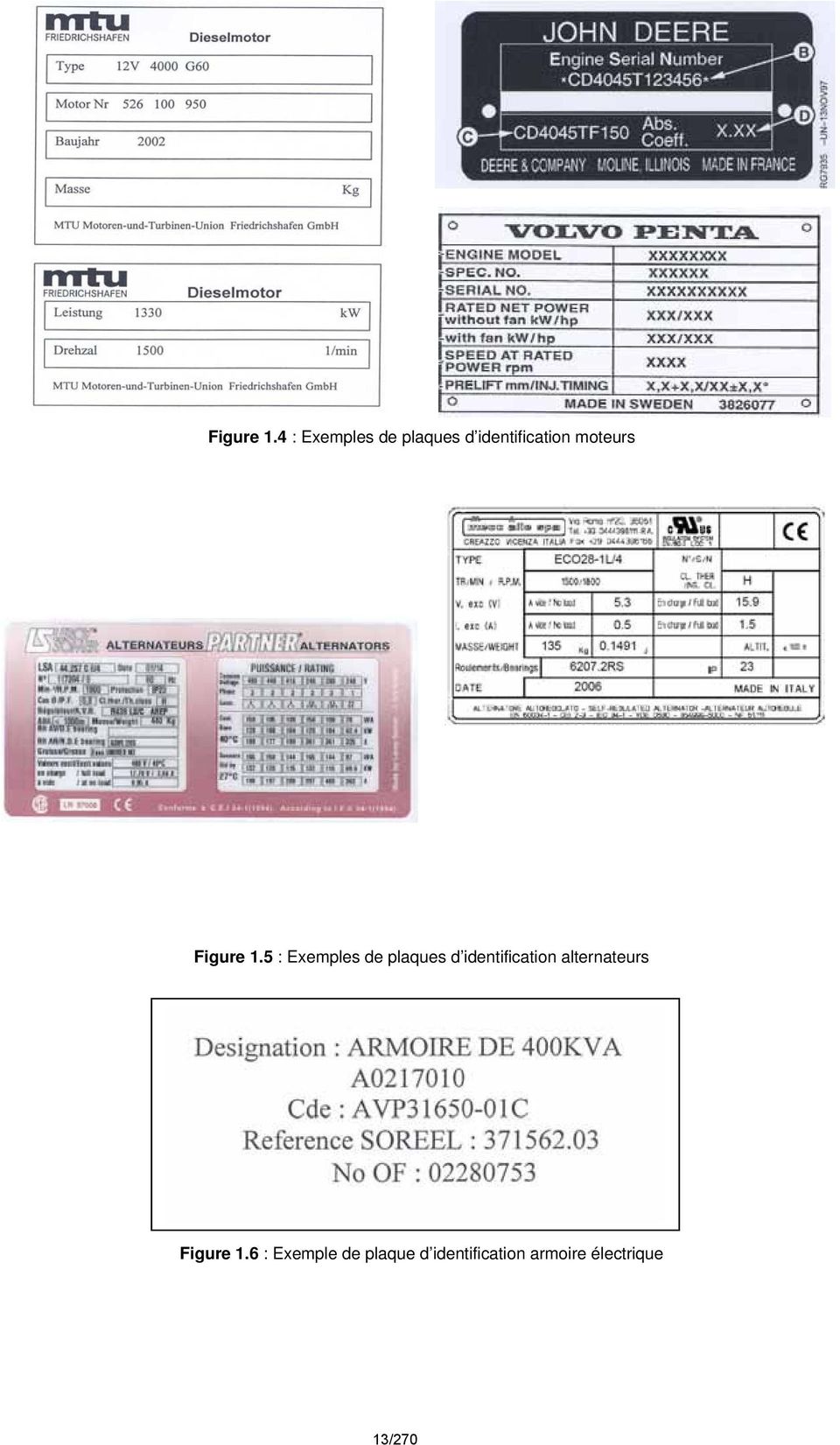 Exemples de plaques d identification alternateurs