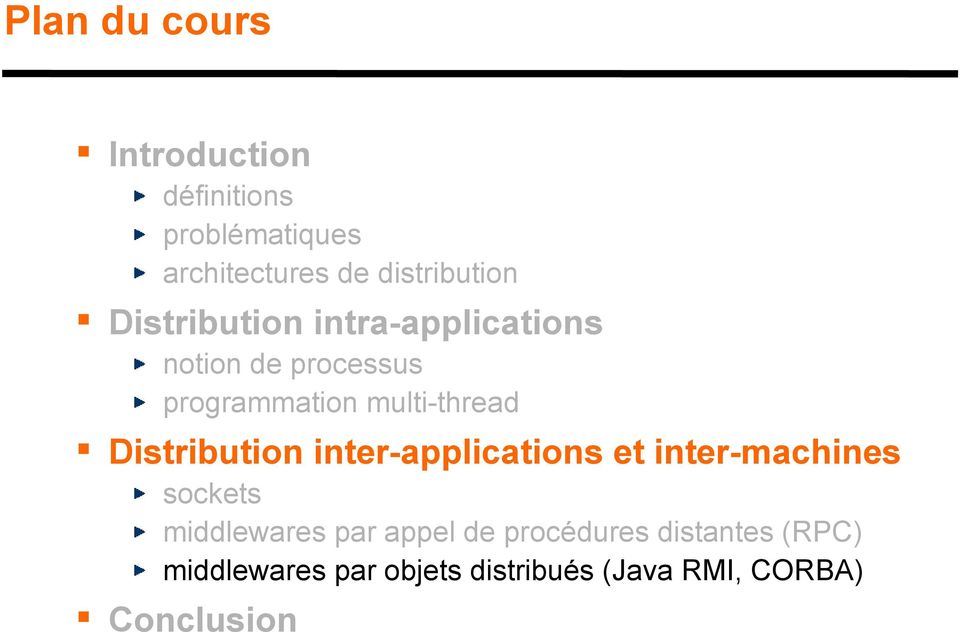 Distribution inter-applications et inter-machines sockets middlewares par appel de