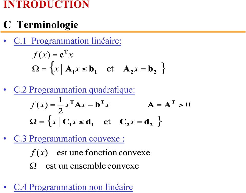 2 Programmation quadratique: C.