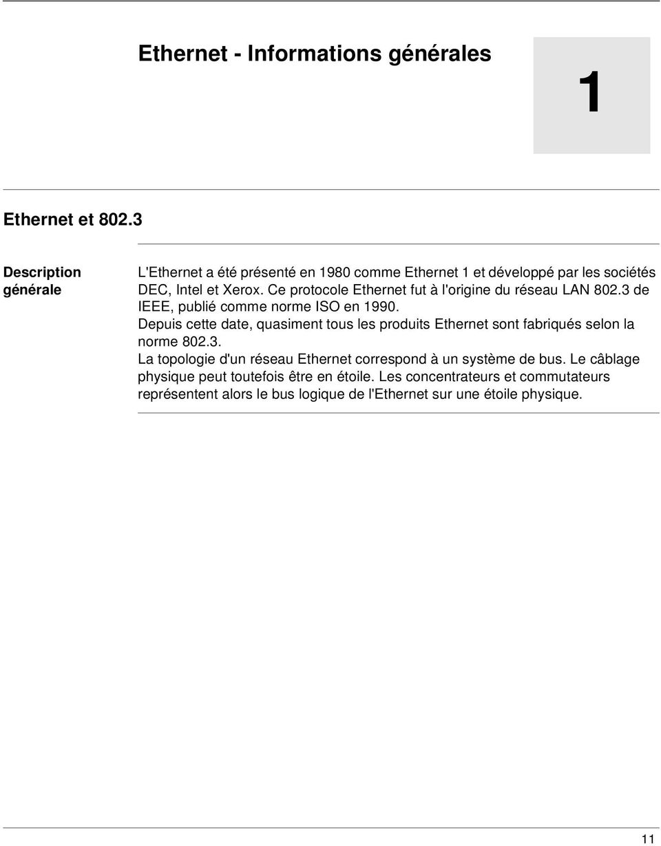 Ce protocole Ethernet fut à l'origine du réseau LAN 802.3 de IEEE, publié comme norme ISO en 1990.