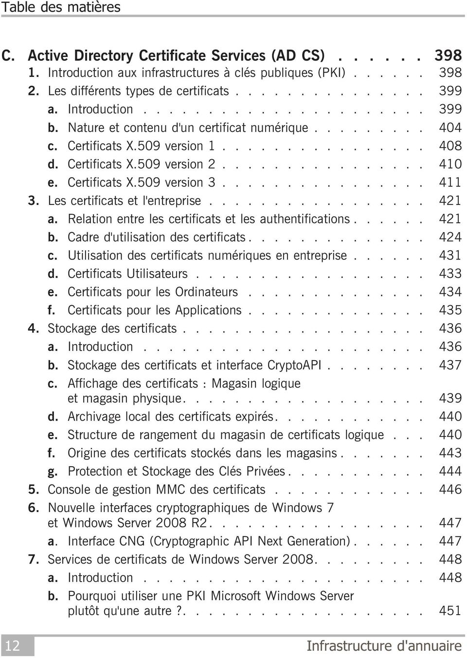 Certificats X.509 version 3................ 411 3. Les certificats et l'entreprise................. 421 a. Relation entre les certificats et les authentifications...... 421 b.