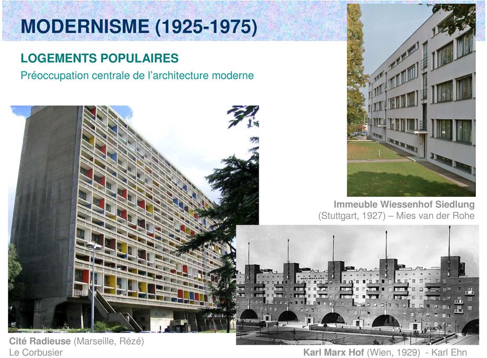 Siedlung (Stuttgart, 1927) Mies van der Rohe Cité Radieuse