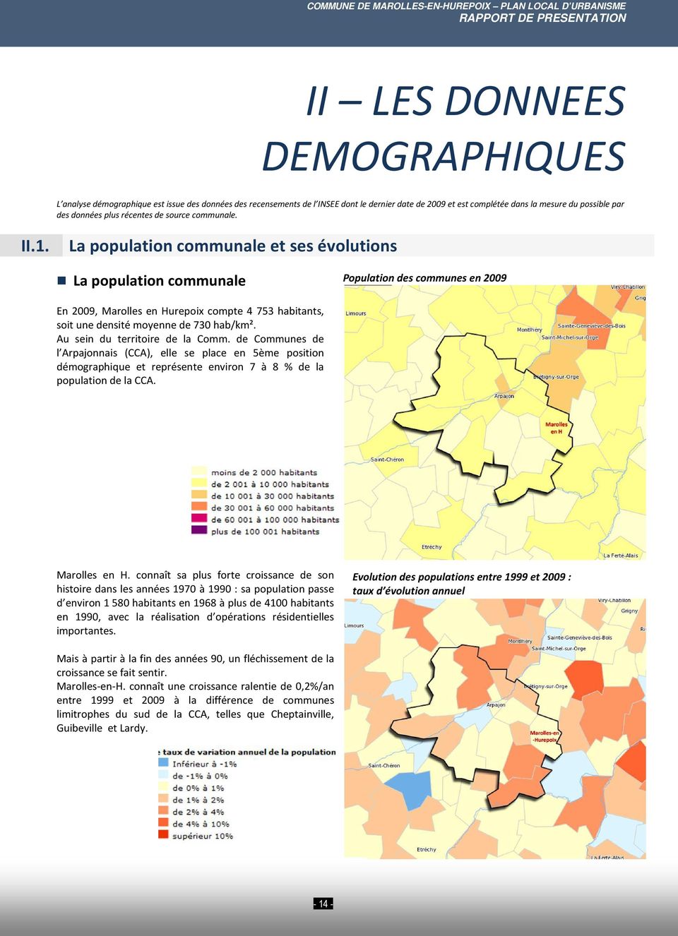 La population communale et ses évolutions La population communale Population des communes en 2009 En 2009, Marolles en Hurepoix compte 4 753 habitants, soit une densité moyenne de 730 hab/km².