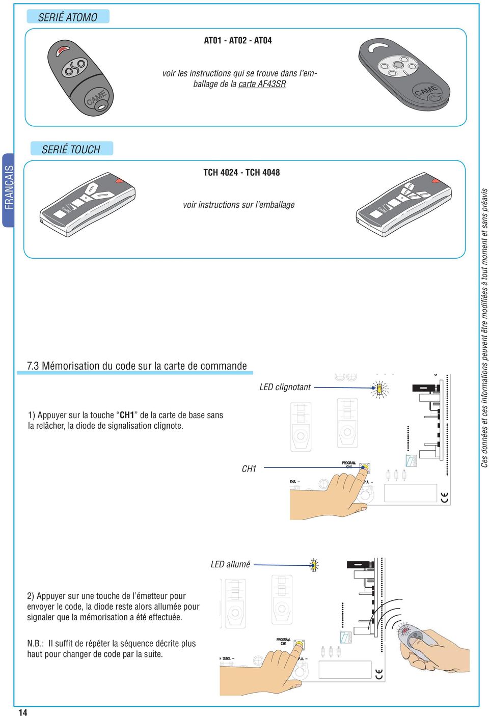 TCH 404 - TCH 4048 voir instructions sur l emballage 4V AC
