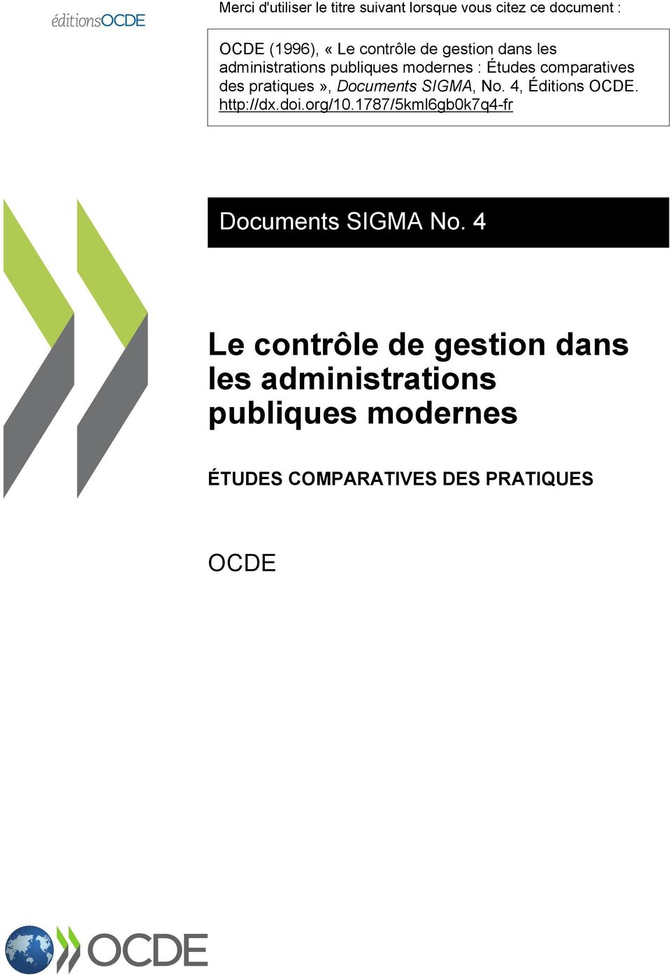 Documents SIGMA, No. 4, Éditions OCDE. http://dx.doi.org/10.