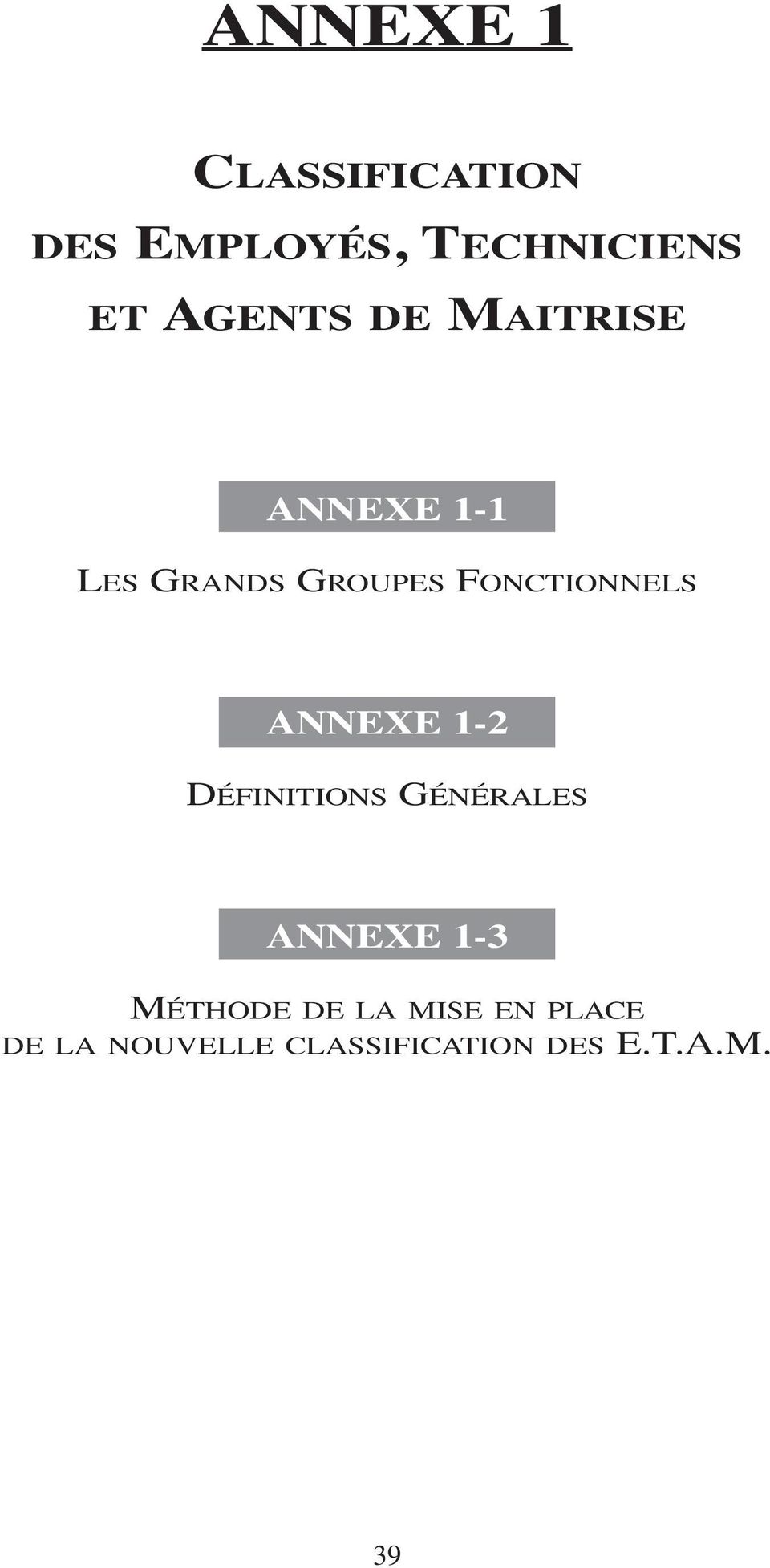 FONCTIONNELS ANNEXE 1-2 DÉFINITIONS GÉNÉRALES ANNEXE 1-3