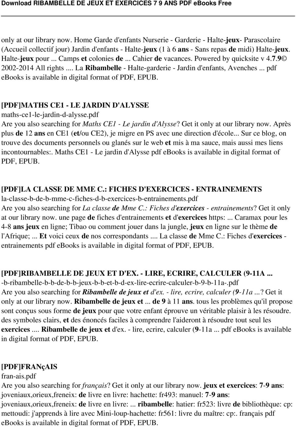 .. pdf ebooks is available in digital format of PDF, EPUB. [PDF]MATHS CE1 - LE JARDIN D'ALYSSE maths-ce1-le-jardin-d-alysse.pdf Are you also searching for Maths CE1 - Le jardin d'alysse?