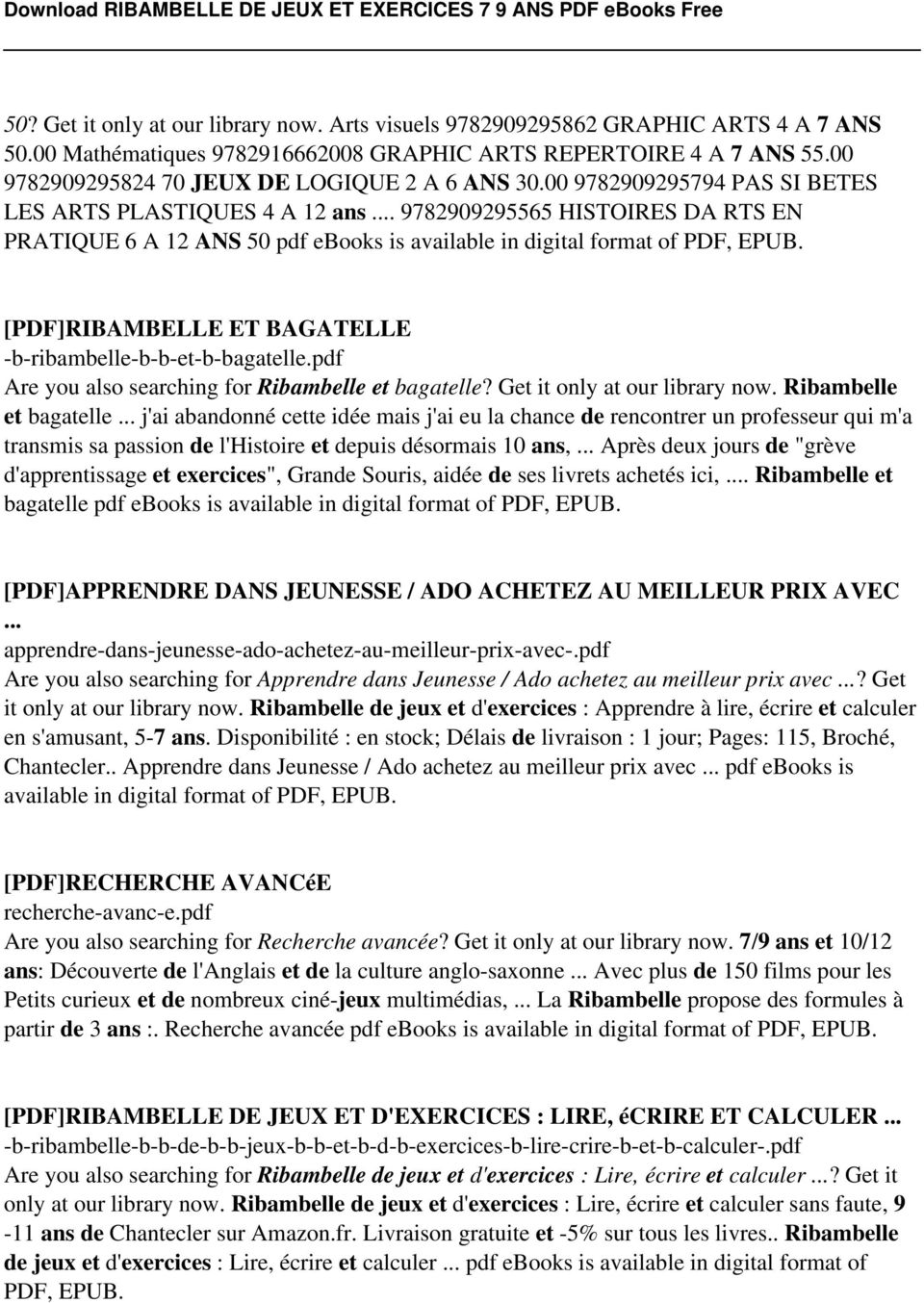 .. 9782909295565 HISTOIRES DA RTS EN PRATIQUE 6 A 12 ANS 50 pdf ebooks is available in digital format of PDF, EPUB. [PDF]RIBAMBELLE ET BAGATELLE -b-ribambelle-b-b-et-b-bagatelle.