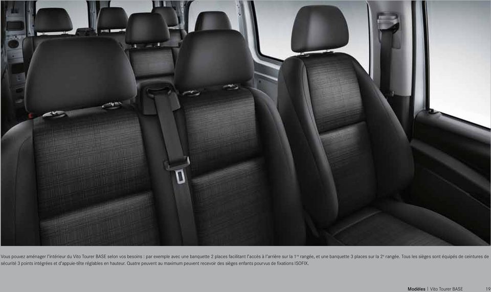 Tous les sièges sont équipés de ceintures de sécurité 3 points intégrées et d appuie-tête réglables en