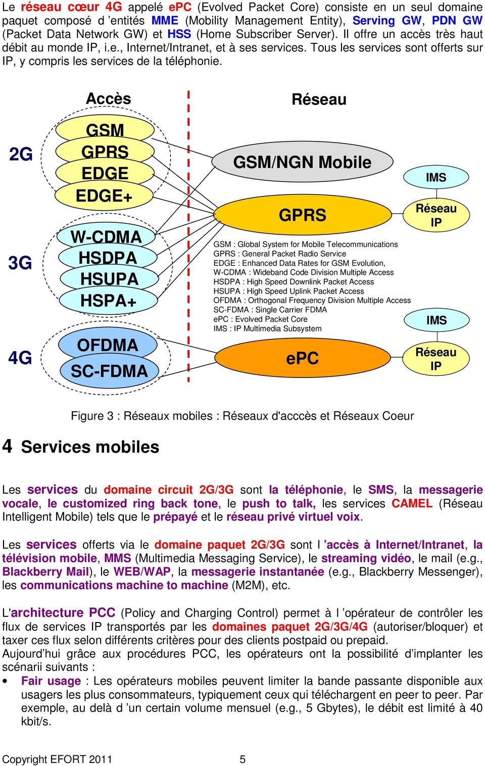 2G 3G 4G Accès GSM GPRS EDGE EDGE+ W-CDMA HSDPA HSUPA HSPA+ OFDMA SC-FDMA Réseau GSM/NGN Mobile GPRS GSM : Global System for Mobile Telecommunications GPRS : General Packet Radio Service EDGE :