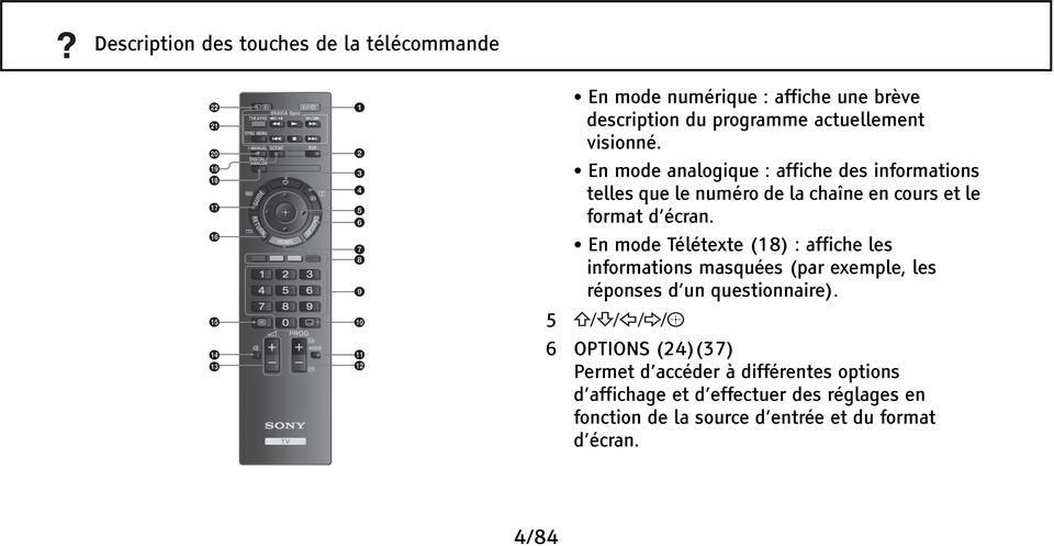 En mode Télétexte (18) : affiche les informations masquées (par exemple, les réponses d un questionnaire).