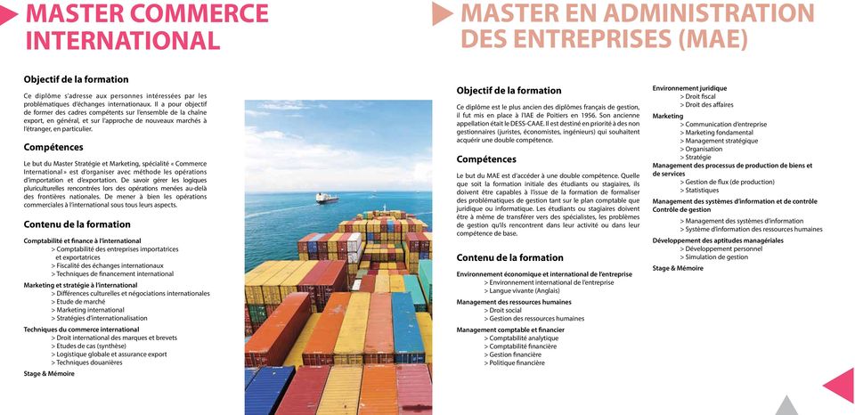 Compétences Le but du Master Stratégie et Marketing, spécialité «Commerce International» est d organiser avec méthode les opérations d importation et d exportation.