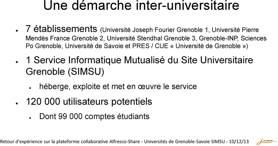 Savoie et PRES / CUE «Université de Grenoble») 1 Service Informatique Mutualisé du Site Universitaire