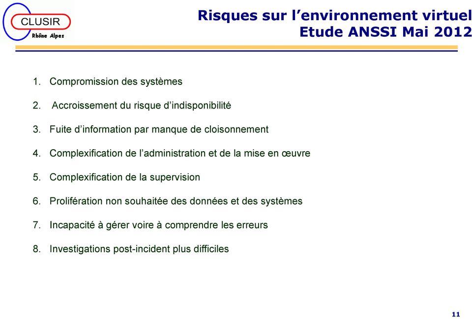 Complexification de l administration et de la mise en œuvre 5. Complexification de la supervision 6.