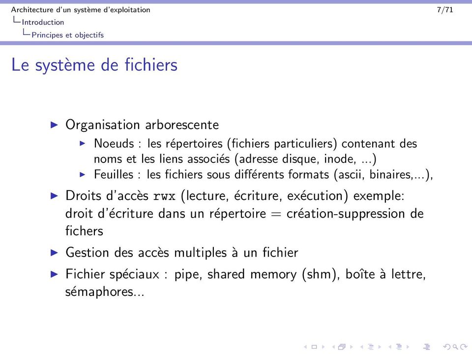 ..) Feuilles : les fichiers sous différents formats (ascii, binaires,.