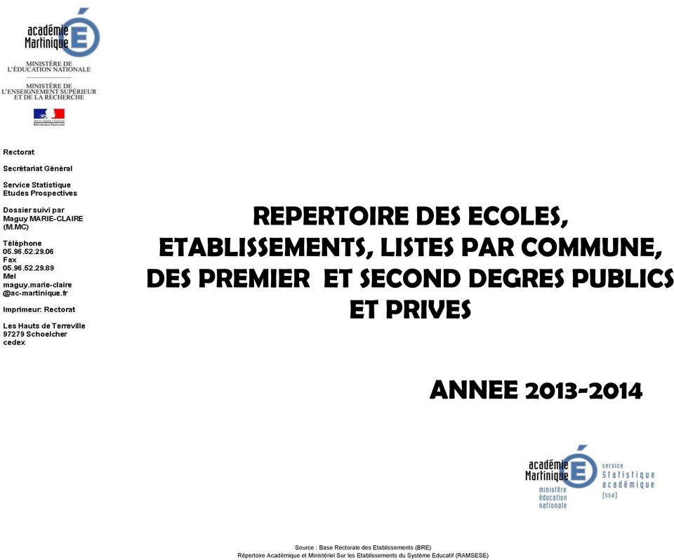 PRIVES ANNEE 2013-2014 Répertoire Académique et