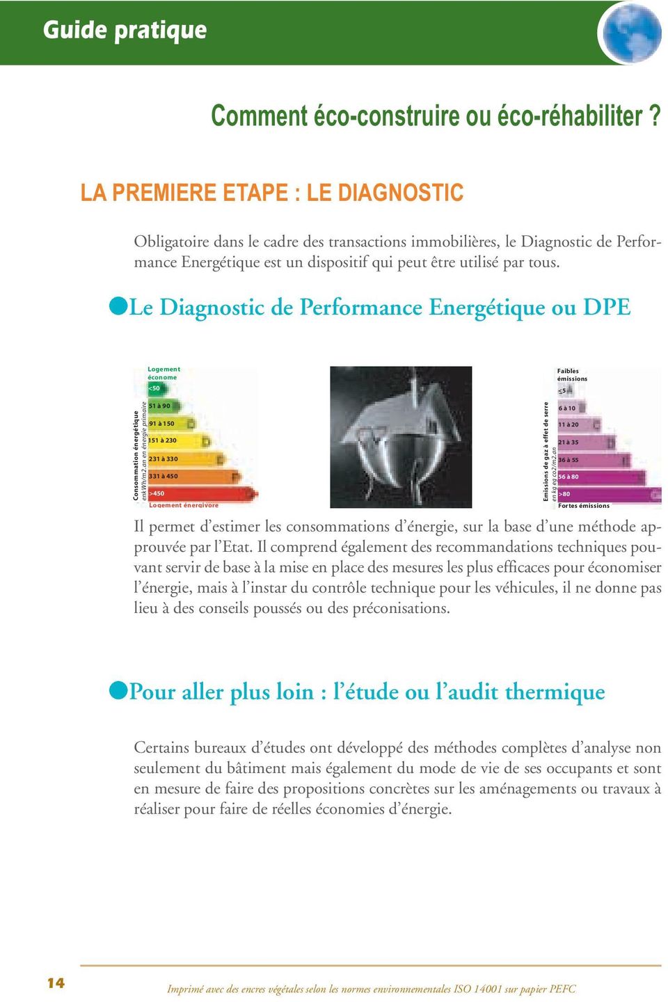Le Diagnostic de Performance Energétique ou DPE Logement économe <50 Faibles émissions <5 Consommation énergétique enkwh/m2.