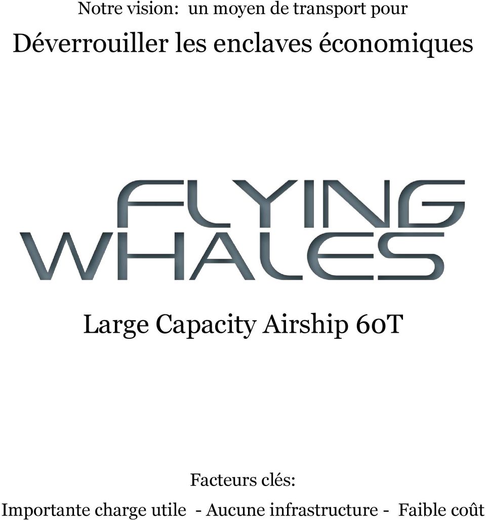 Capacity Airship 60T Facteurs clés: