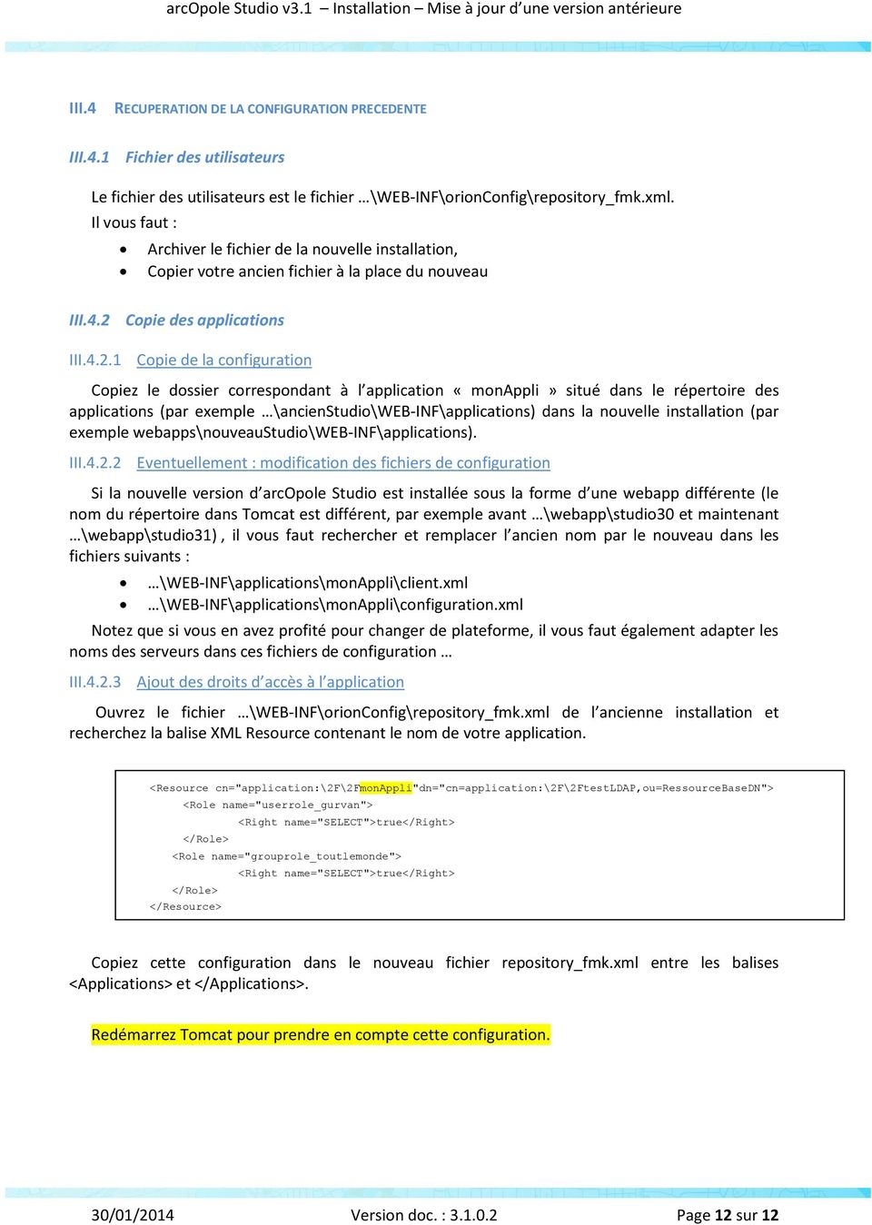 Copie des applications III.4.2.