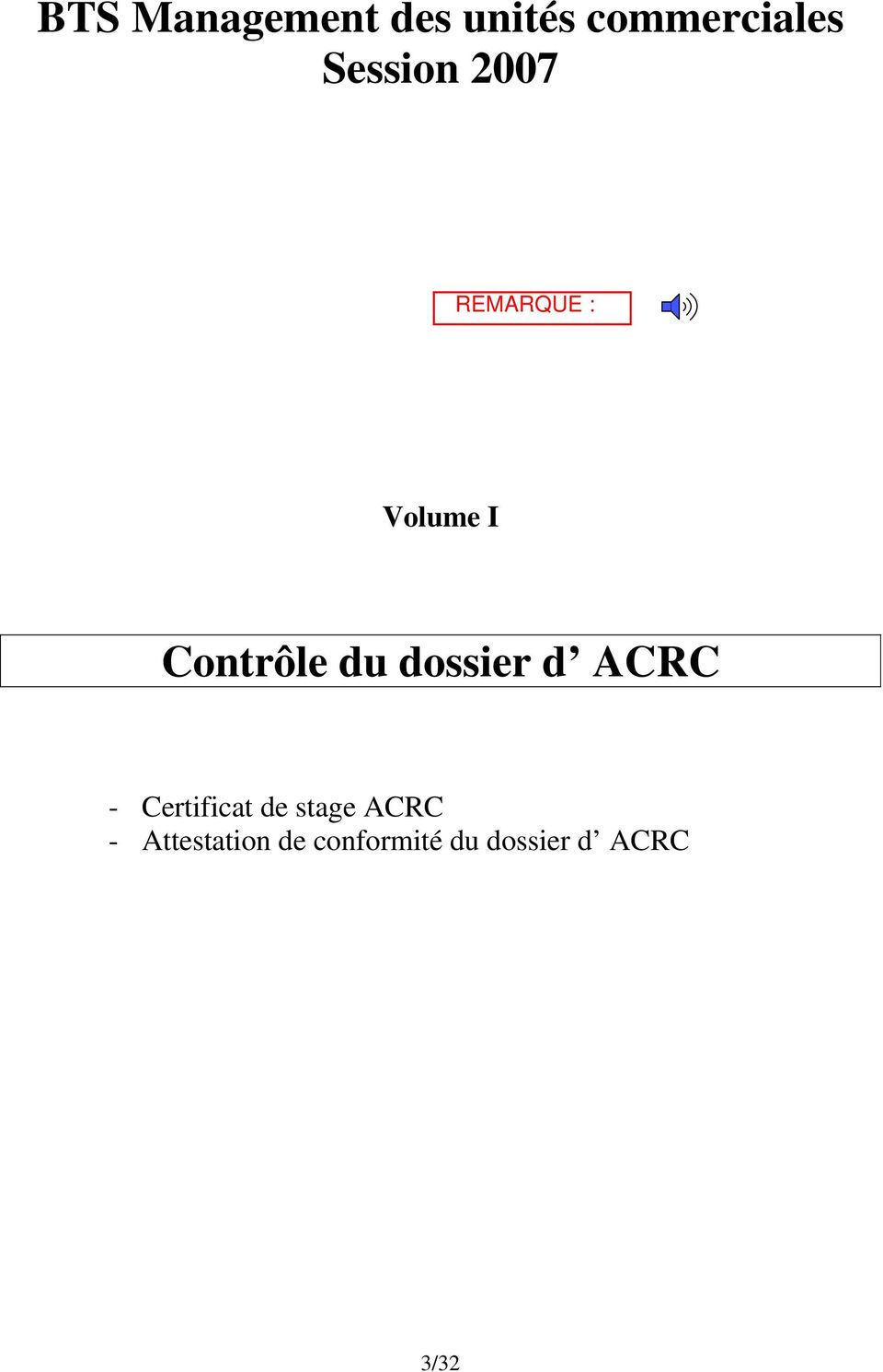ACRC - Certificat de stage ACRC -