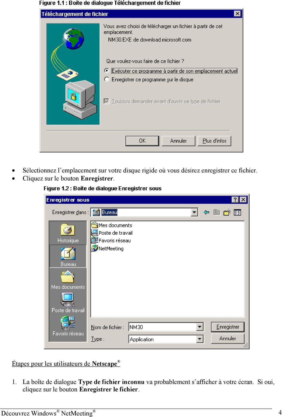 Étapes pour les utilisateurs de Netscape 1.