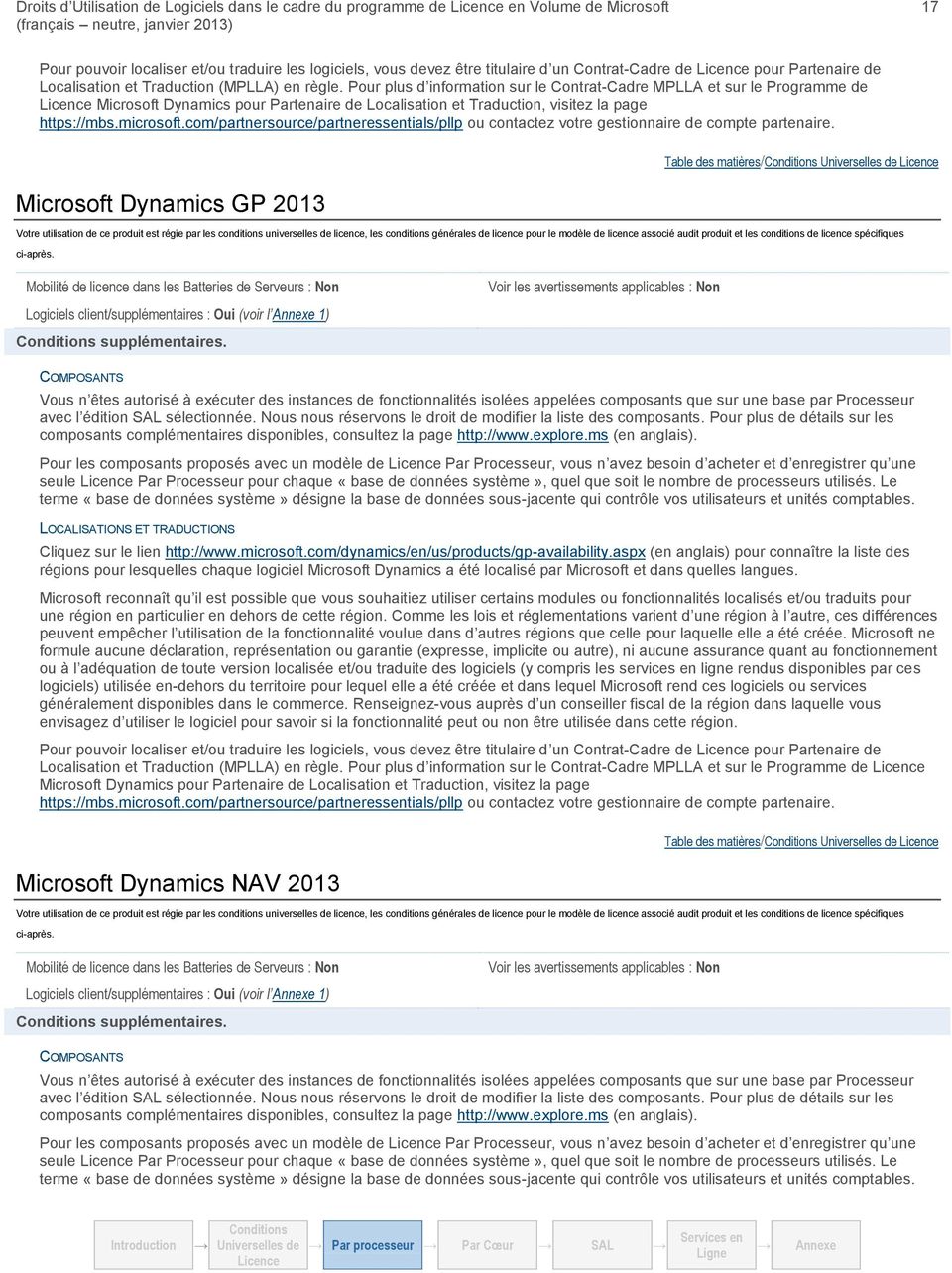 com/partnersource/partneressentials/pllp ou contactez votre gestionnaire de compte partenaire. Microsoft Dynamics GP 2013 Table des matières/ ci après.