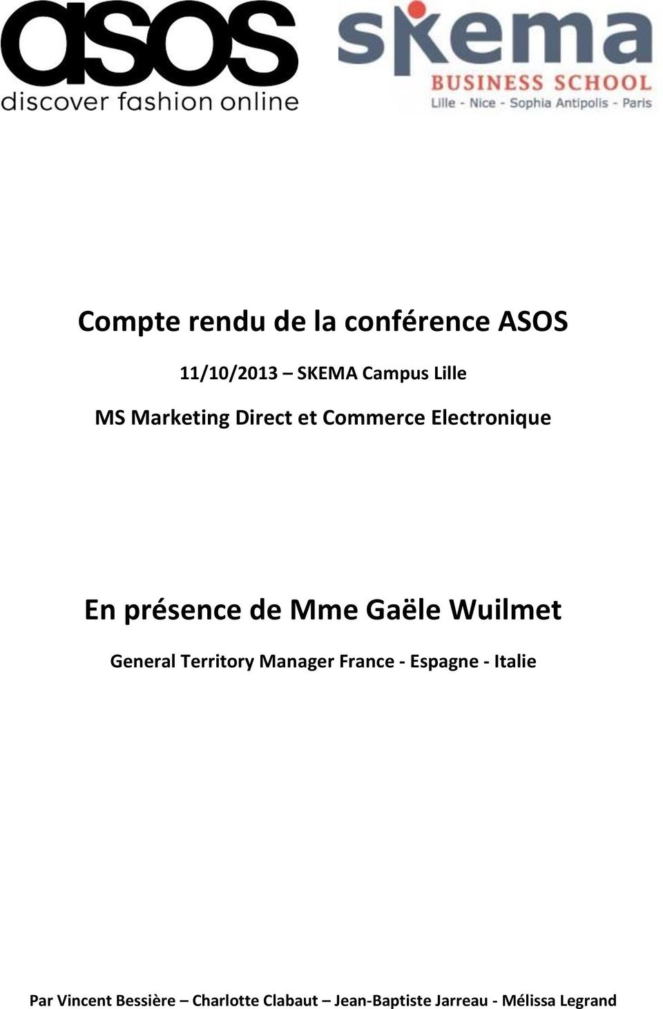 Wuilmet General Territory Manager France - Espagne - Italie Par