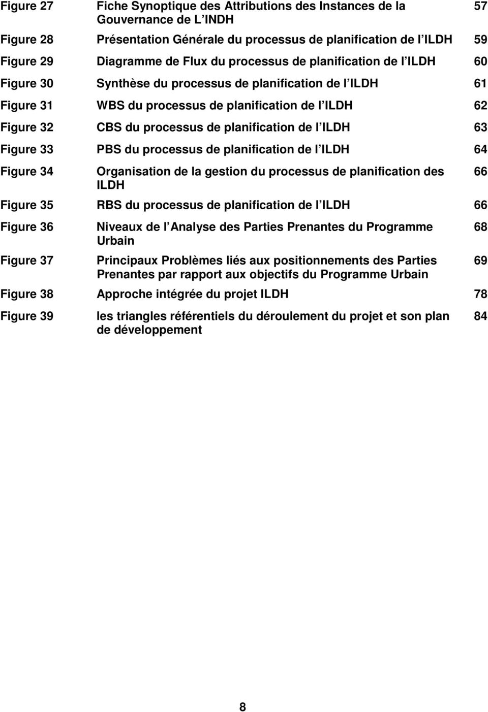 planification de l ILDH 63 Figure 33 PBS du processus de planification de l ILDH 64 Figure 34 Organisation de la gestion du processus de planification des ILDH Figure 35 RBS du processus de