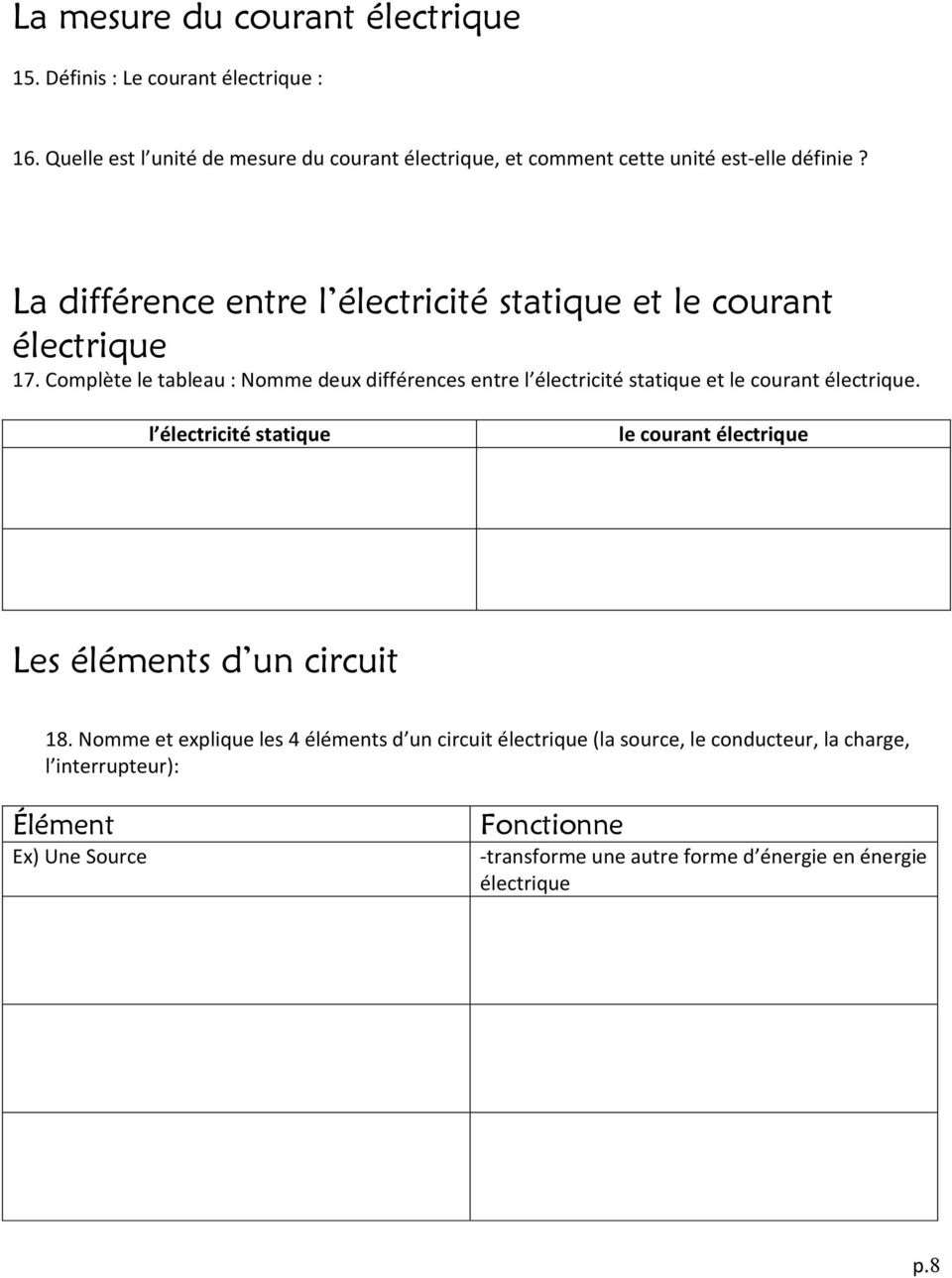 La différence entre l électricité statique et le courant électrique 17.