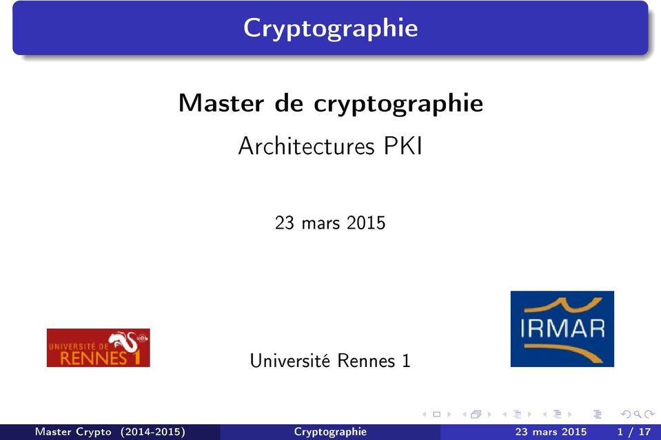 mars 2015 Université Rennes 1 Master
