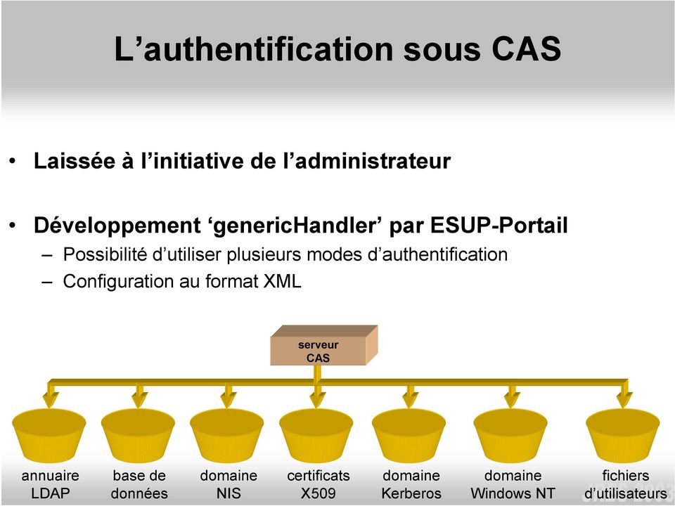 modes d authentification Configuration au format XML CAS annuaire LDAP base de