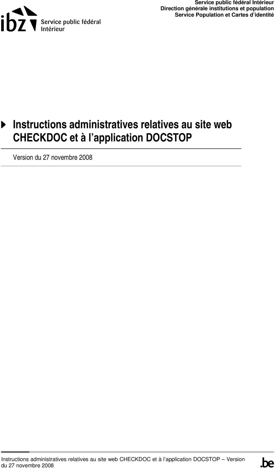 site web CHECKDOC et à l application DOCSTOP Version du 27 novembre Instructions